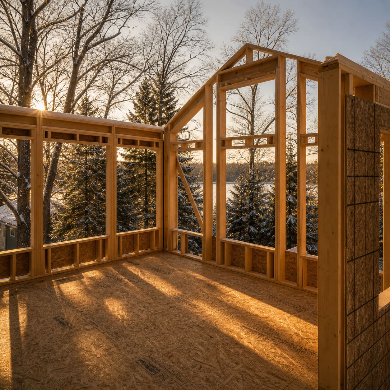 Cottage Addition — Framed at golden hour