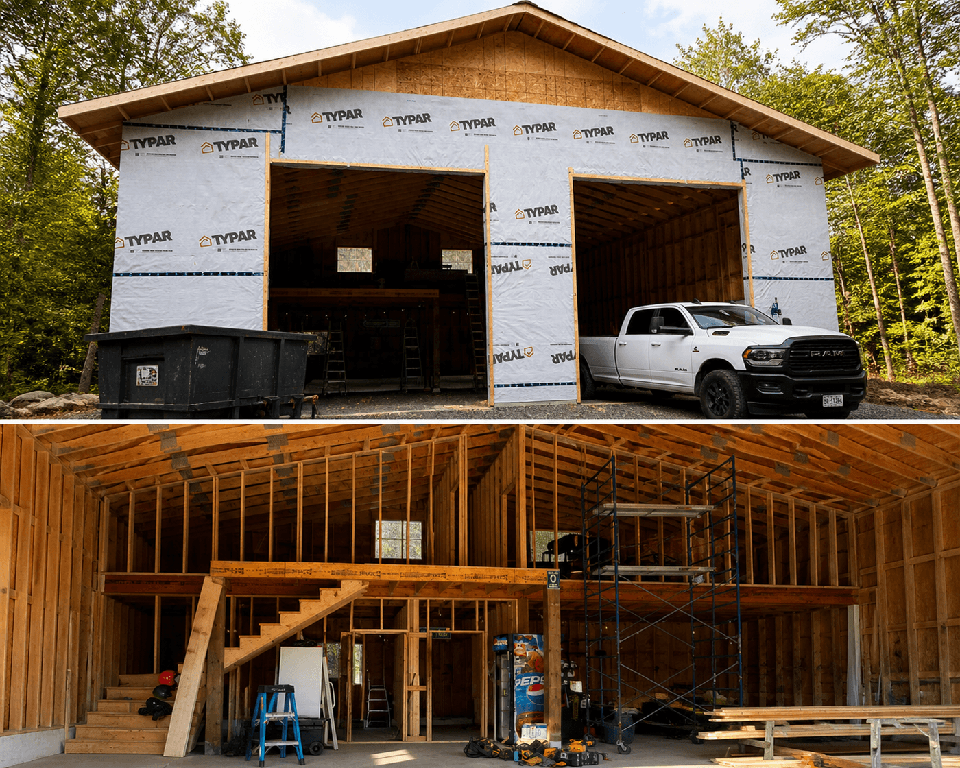 Garage & Shop — Wrapped & weather-tight