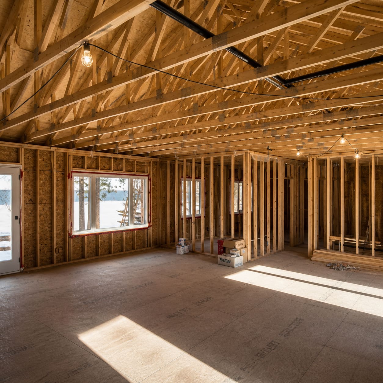 Interior Framing — Open-concept great room